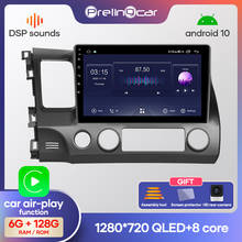 Prelingcar android10.0 nenhum dvd 2 din rádio do carro reprodutor de vídeo multimídia navegação gps para honda civic 8 2005-2011 octa-core 4 + 64g 2024 - compre barato