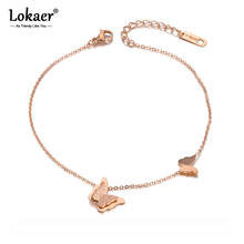 Lokaer Trendy CZ Crystal Butterfly Charm Animal Bracelets For Women Stainless Steel Link Chain Bracelet For Birthday Gift B20017 2024 - buy cheap