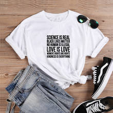 Camiseta do amor is love, camiseta feminina engraçada com gola redonda e manga curta, camiseta preta casual de algodão para mulheres 2024 - compre barato