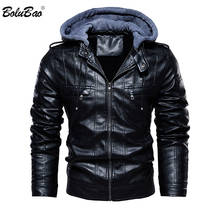 Мужская кожаная куртка BOLUBAO, однотонная утепленная куртка с капюшоном, модная одежда для осени и зимы 2024 - купить недорого