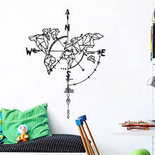 Brújula geométrica de estilo Simple, mapa del mundo, pegatina de pared, decoración de pared, mural artístico, pegatinas de pared para habitaciones de niños, bricolaje 2024 - compra barato