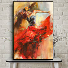 Pintura al óleo de chica bailarina abstracta sobre lienzo, carteles e impresiones escandinavos, imagen artística de pared para sala de estar, Cuadros 2024 - compra barato