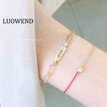Luokend-pulsera de oro amarillo de 18K para mujer, brazalete con diamantes de imitación, estilo INS, personalizado, 18K, 100% 2024 - compra barato
