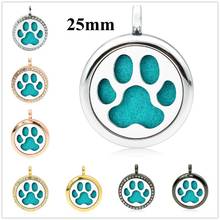 Dog Cat Bear Paws Black color/Rose gold color 25mm Essential oil Diffuser Locket pendant fit necklace (free 5pcs pads) 2024 - buy cheap