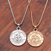 Necklace Women Jesus Christ Chain Necklace Saint Christopher Protect us Necklaces Round Gold Silver color Christ Jewelry Gift 2024 - buy cheap