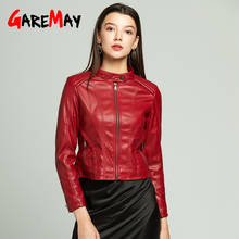 Garemay Womens Black Leather Jacket Red Faux Pu Long Sleeve Autumn Winter Plus Sizes Leather Jacket Women 2024 - buy cheap