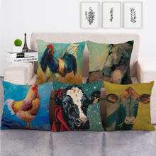 45cm * 45cm fazenda vaca e frango design capa de almofada linho/algodão sofá e assento travesseiro capa decorativa 2024 - compre barato