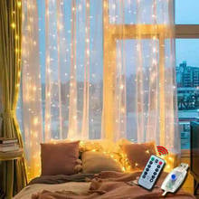 Guirnalda de luces LED con Control remoto para decoración navideña, cortina con USB para boda, lámpara de 3M para vacaciones, Bombilla de dormitorio, hada al aire libre 2024 - compra barato