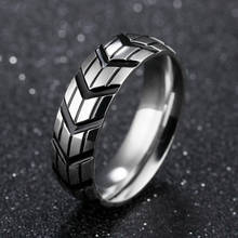 European and American Creative Car Tire Printing Men's Ring Titanium Steel Food Ring Trendy Men's Ring Accessories 2024 - buy cheap