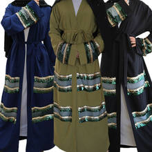 Ramadan muçulmano manga longa abaya vestido maxi kaftan islâmico aberto cardigan turquia oração longa robe quimono roupas 2024 - compre barato
