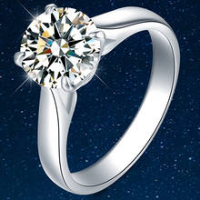 Anel ouro branco au585 14k, anel feminino de aniversário de casamento, festa de noivado, diamante redondo de moissanite, elegante, clássico na moda 2024 - compre barato