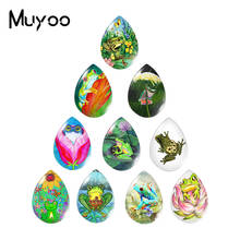 2021 New Frog with Flower Tear Drop Glass Cabochon Handmade Photo Jewelry DIY Accessories 2024 - buy cheap