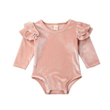 0-18M Newborn Infant Baby Girls Velvet Romper Long Sleeve Ruffles Jumpsuit Princess Baby Girl Autumn Spring Clothes Solid 2024 - buy cheap