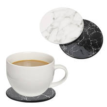 Northern Europe Cup Mat Pad Heat Non-slip Insulation Mats Leather Coaster Irregular Marble Pattern 2024 - buy cheap