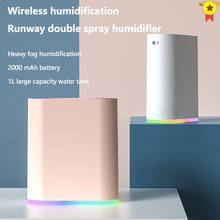 1.0L Large Capacity Air Humidifier Dual Spray 2000mAh USB Rechargeable Wireless Ultrasonic Aroma Diffuser Color Light Fogger 2024 - buy cheap