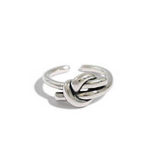 SHANICE-anillo abierto de plata de primera ley para mujer, sortija ajustable, plata esterlina 100%, estilo Retro tailandés, nudo de amor antiguo, joyería 2024 - compra barato