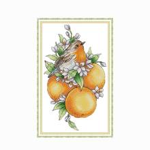 Joy Sunday Lemon Bird Stamped Cross Stitch Kit Embroidery Needlework Counted Thread 11CT 14CT Printed Canvas Fabric Handmade Set 2024 - buy cheap