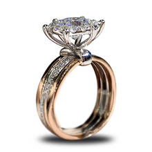 Moonrocy ouro rosa/cor de prata cz cristal anéis zircônia cúbica anel de casamento joias dropshipping atacado para presente feminino 2024 - compre barato