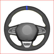 Mewant Black Suede Leather Steering Wheel Cover for Renault Kadjar Koleos Megane Talisman Scenic Espace 2015-2018 2024 - buy cheap