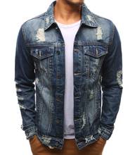 Autumn Mens Distressed Denim Jacket Fashion Male Blue Jackets Large Size Coat 3xl Ripped Boys Tops Casual Long Sleeve Streetwear 2024 - buy cheap