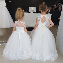 Vestidos blancos de encaje para niñas, vestidos de flores para bodas, vestidos de princesa para desfile, vestidos de primera comunión para niñas 2024 - compra barato