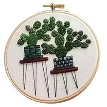 Kit de Inicio de bordado, patrón de planta de maceta, tela de bordado preimpresa con aro de punto de cruz, Kits de costura DIY 2024 - compra barato