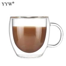 Двойной Кофе кружка с ручкой чашки для напитков с термоизоляцией, двойной стены Стекло Чай чашка, кофейная чашка посуда для напитков Caneca Tazas ... 2024 - купить недорого