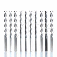 10pcs Solid Carbide Double Two Flute Spiral Cutter 3.175x32mm CNC Router Bits 2024 - buy cheap