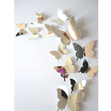 Kakuder-papel de parede 3d para decoração, 12pçs, espelho, borboleta, decoração de casa, arte para a parede 2024 - compre barato