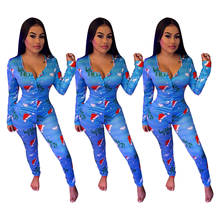 Women's Casual Christmas Print Long-Sleeved Trousers Home Jumpsuits Sleepwear Onesies for Adults Butt Flap Pyjama Sexy Outfits 2024 - buy cheap