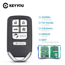 KEYYOU-llave de coche remota inteligente, mando a distancia para Honda claridad 2018, hoja sin cortar, 434MHz, KR5V2X, reemplazo 5 + 1, 6 botones con Chip ID47 2024 - compra barato