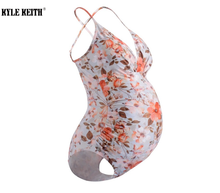 Женский слитный купальник для беременных, летний купальник с цветочным принтом и высокой талией, пляжная одежда с высоким вырезом для беременных 2024 - купить недорого