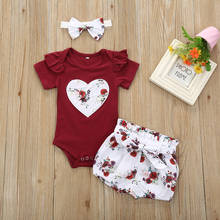 3Pcs Baby Girls Infant Clothes Set Floral Romper Jumpsuit Bowknot Shorts Outfits Infant Clothing For Baby Girls Clothes Set 2020 2024 - buy cheap