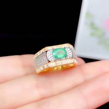 Mais novo esmeralda anel de pedra preciosa para homens fortes muscle power ring 925 sterling anel natural gem 5x7mm tamanho presente aniversário 2024 - compre barato