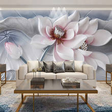Custom Any Size 3D Wall Murals Wallpaper Lotus Relief Living Room Sofa TV Background Home Decor Painting Flower Papel De Parede 2024 - buy cheap