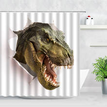 Tear Up The Paper Wall Dinosaur Shower Curtains Wild Animal 3D Printing Waterproof Fabric Bath Decor Hooks Bathroom Curtain Sets 2024 - buy cheap