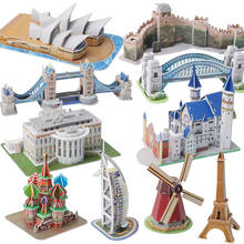 3D пазл "сделай сам", Эйфелева перемычка, Лондонский мост, Великая стена, ветряная мельница, Комбинированная Модель для строительства, детская игрушка-пазл, подарок для детей 2024 - купить недорого