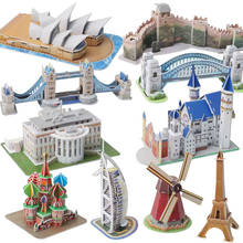 DIY 3D Jigsaw Puzzle World Eiffel London Bridge Great Wall Windmill Combination Building Model Children Puzzle Toy Gift For Kids 2024 - buy cheap