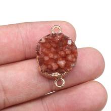 2PC Natural Stone Crystal Agates Pendant Double Hole Connector Charm Red for Jewelry Making DIY Necklace Bracelet Size 20x30mm 2024 - buy cheap