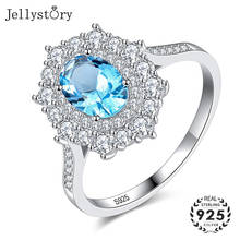 Jellystory Oval Created Blue Sapphire Ring 925 Sterling Silver Rings for Women Weddings Engagement Anniversary Gemstones Jewelry 2024 - buy cheap