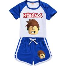 Robloxing criança menino roupas de verão algodão manga curta t camisa + shorts creeper cosplay traje meninas topos calças pijamas conjunto 2024 - compre barato