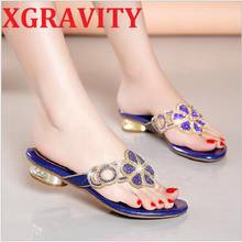 XGRAVITY Beach Shoes Elegant Rhinestone Lady Fashion Slippers Flower Design Crystal Woman Shoes Flip Flop Sandals Ladies B008 2024 - buy cheap