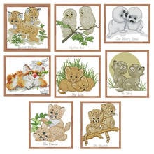 Kit de bordado artesanal de estampa animal, kit de bordado leão cheetah série animais 11ct 14ct de artesanal 2024 - compre barato