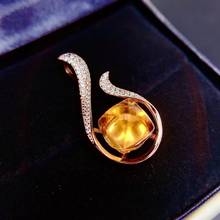 2020 newest classic yellow citrine gemstone pendant for necklace ornament real 925 silver rose gold plated birthday gift 2024 - buy cheap