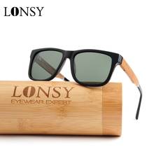 Lonsy óculos de sol vintage retrô de madeira, masculino, polarizado, proteção uv400, quadrado, marca de designer 2024 - compre barato