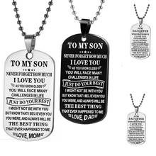 Dog Tags Pendant Necklace Family Jewelry To My Son Daughter Love Dad Mom Stainless Steel Necklace Army Cards 2024 - buy cheap