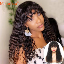 Mironica Hair-pelucas de cabello humano brasileño para mujer, pelo negro Natural de 26 pulgadas, hecho a máquina, con flequillo, envío rápido 2024 - compra barato