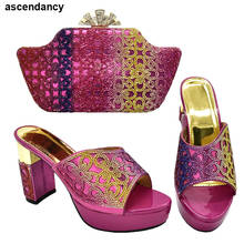 New Arrival African Women Matching Italian Wedding Shoes and Bag Set Decorated with Rhinestone Designer Shoes Women Luxury 2020 2024 - buy cheap