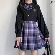 2021 Autumn New Jk Uniform Sets Female Korean Version Long-sleeved Shirt Student Preppy Style Pleated Skirt Two Piece Set Women 2024 - buy cheap