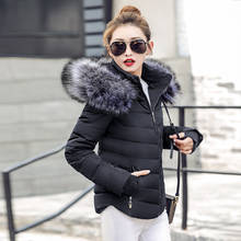 Искусственный меховой воротник, зимняя женская куртка, новинка 2019, модное зимнее пальто, женские парки, теплая зимняя куртка с капюшоном для женщин, большие размеры s-xxl 2024 - купить недорого